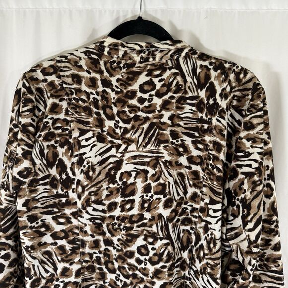 Zenergy Chico's Jacket Women's Large Cheetah Print Full Zip Snap Pockets - Picture 11 of 13